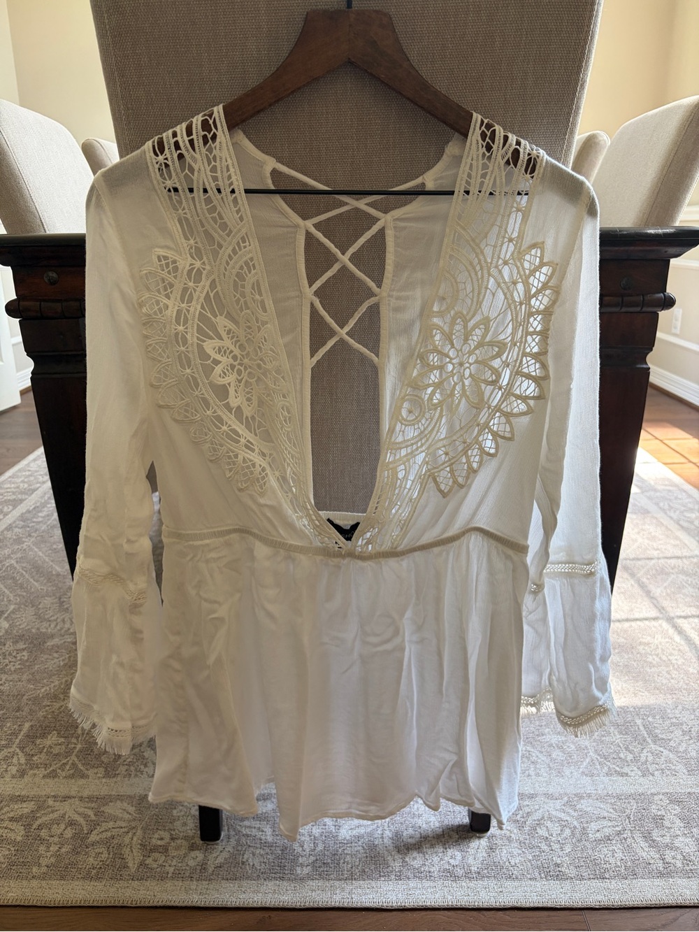 Topshop White Lace-Trim Swim Coverup Tunic